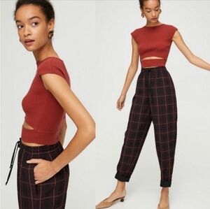 Wilfred Burgundy Plaid pants size S